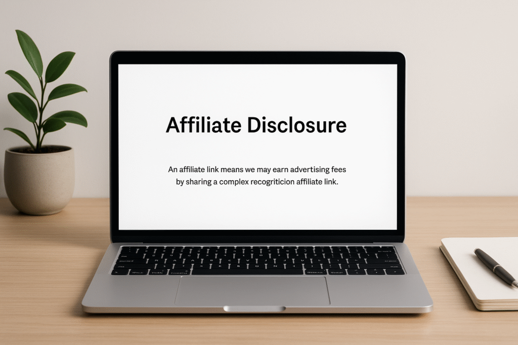 Affiliate disclosure explaining how affiliate links and commissions work under FTC guidelines.
