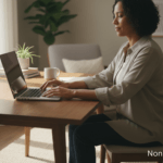 Staying calm with technology by slowing down and approaching a laptop with less pressure.